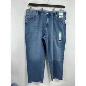 Womans NWT Terra & Sky High Rise Straight Blue Jeans 26 W Short